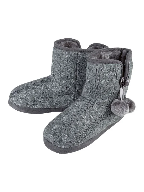 Women's Textured Slippers,Grey