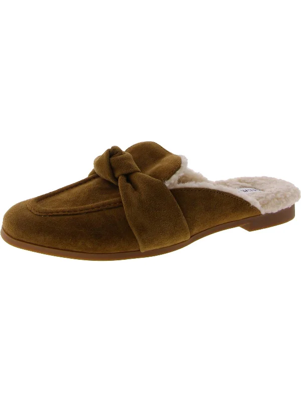 Chart F Womens Suede Faux Fur Lined Slide Slippers