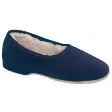 Ellen Navy Suede Sheepskin lined Slippers