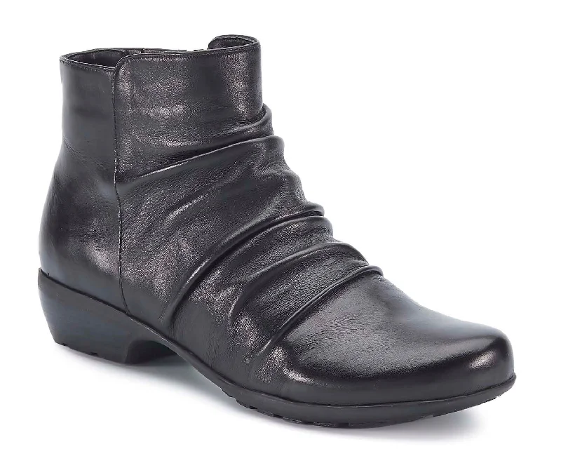 Esme Black Leather Ankle Boots