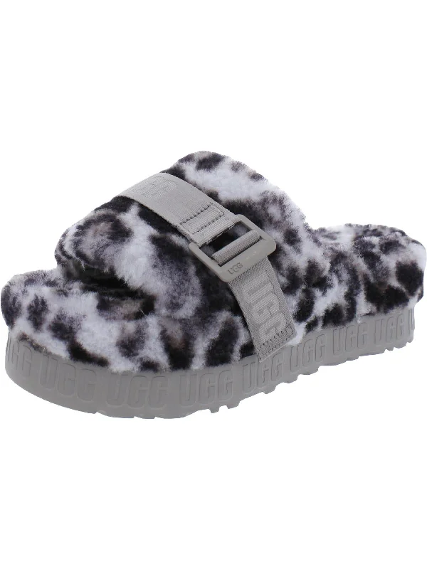 Fluffita Womens Wool Slip On Slide Slippers