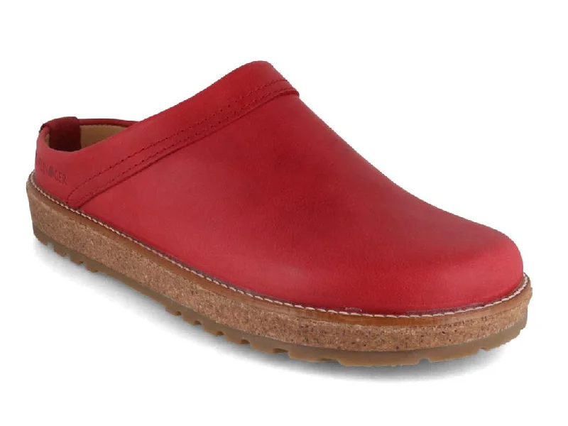 HAFLINGER Men Women Leather Clogs 'Travel Classic', red