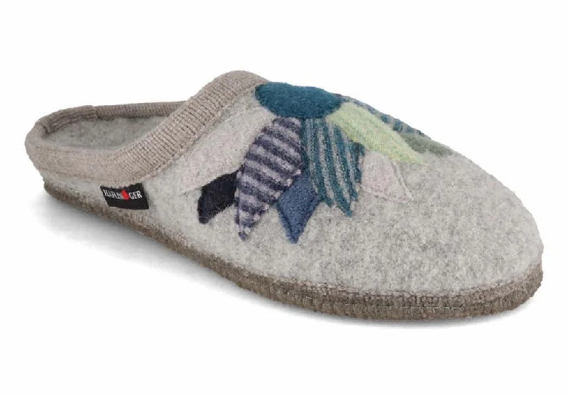 HAFLINGER Slipper | Flowerpower, Stone Gray