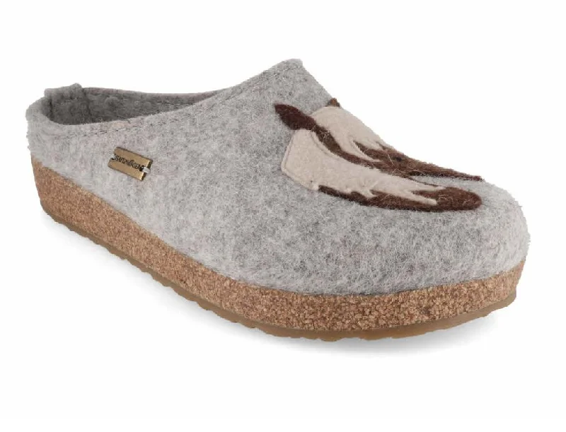 HAFLINGER Women Felt Clogs 'Grizzly Cavallo', stone gray