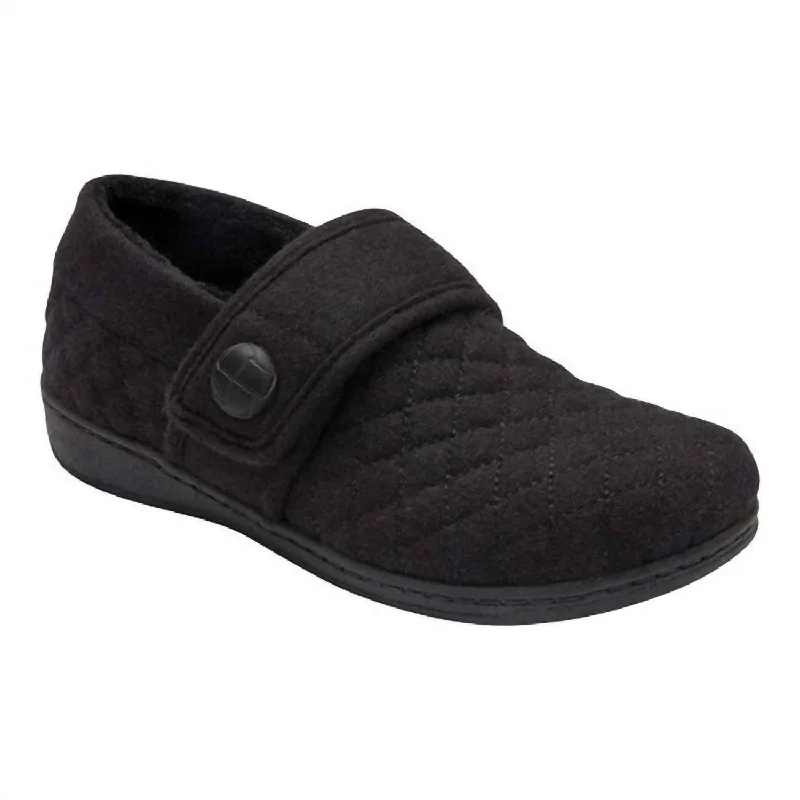 Jackie Terry Cloth Slipper In Black