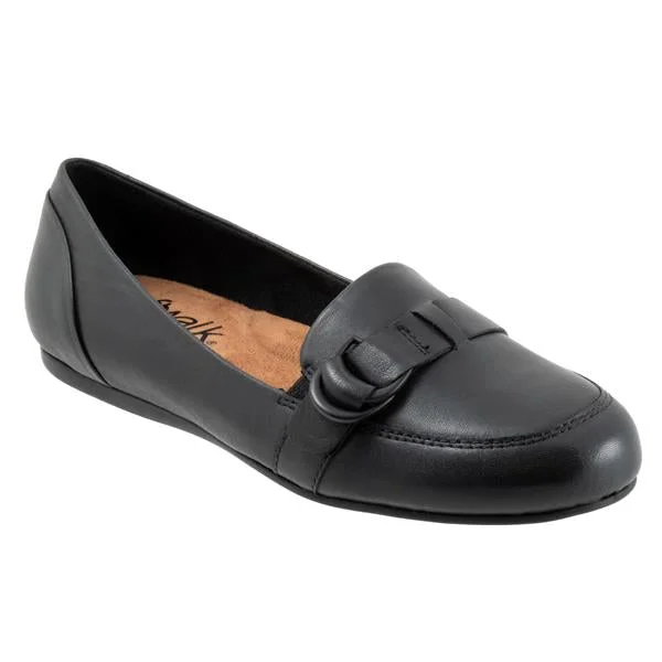 Serra Black Leather Slip-on Shoes