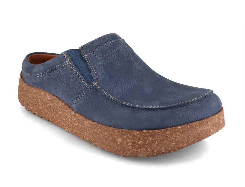 Tuffeln® Leather Clogs with cushioning Insoles «Kommod», blue