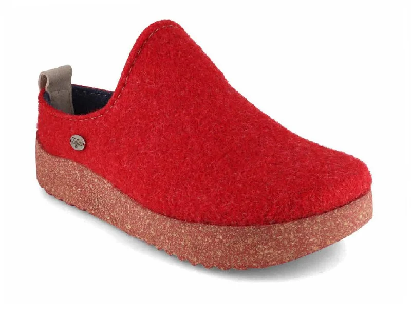 Tuffeln® modern Women's Felt Clogs «Rasant», red