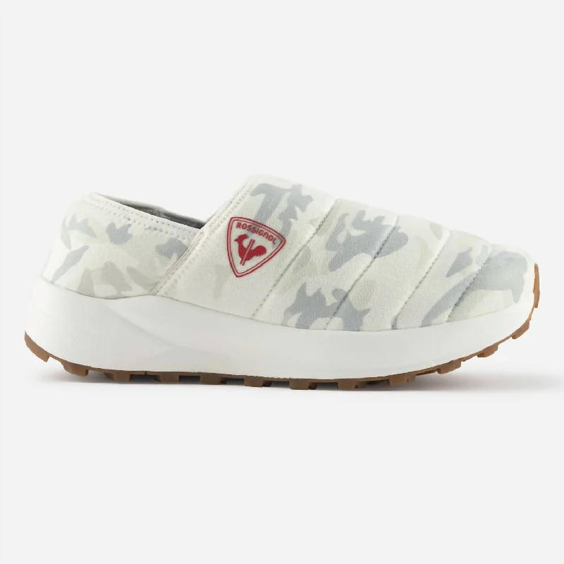 Unisex Chalet Winter Slippers In White Camo