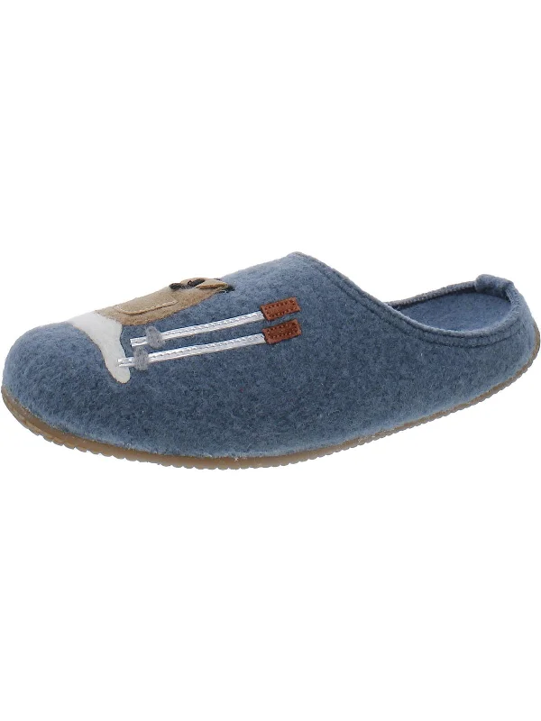 Womens Embroidered Manmade Slide Slippers