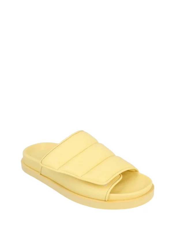 Women's Gia 3 Padded Leather Slides In Butter