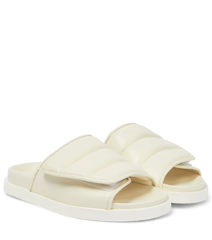 Women's Gia 3 Padded Leather Slides In Ivory