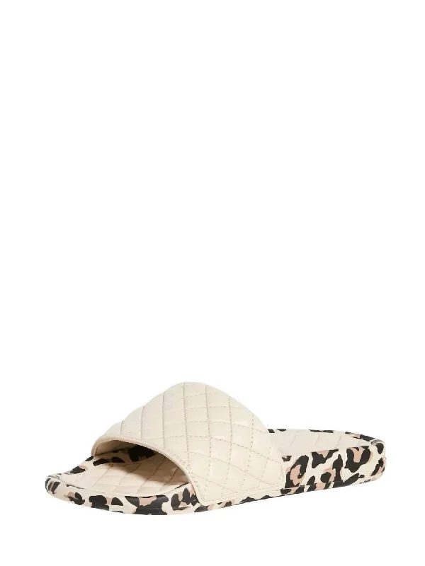 Women's Lusso Slides In Parchment/leopard