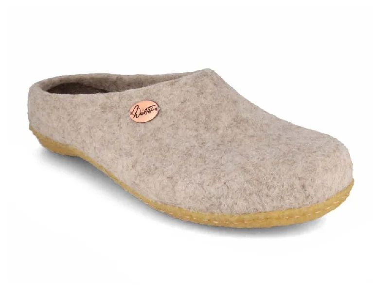 WoolFit® 'Classic' handfelted Slippers with Natural Rubber Sole, beige