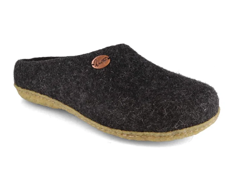 WoolFit® 'Classic' handfelted Slippers with Rubber Sole, graphite