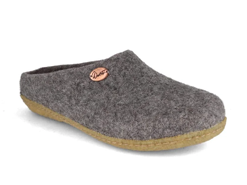 WoolFit® 'Classic' handfelted Slippers with Rubber Sole, light gray