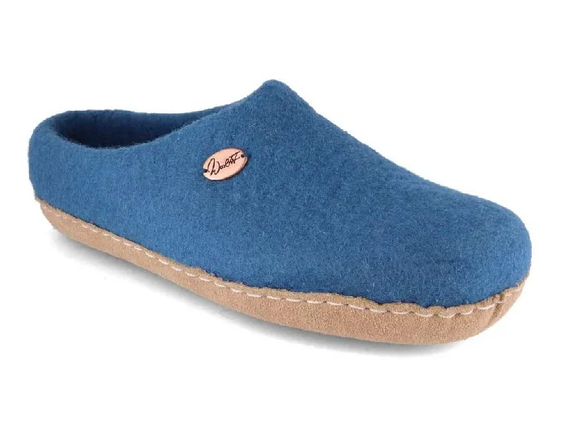 WoolFit® Felt Slippers | Footprint, blue