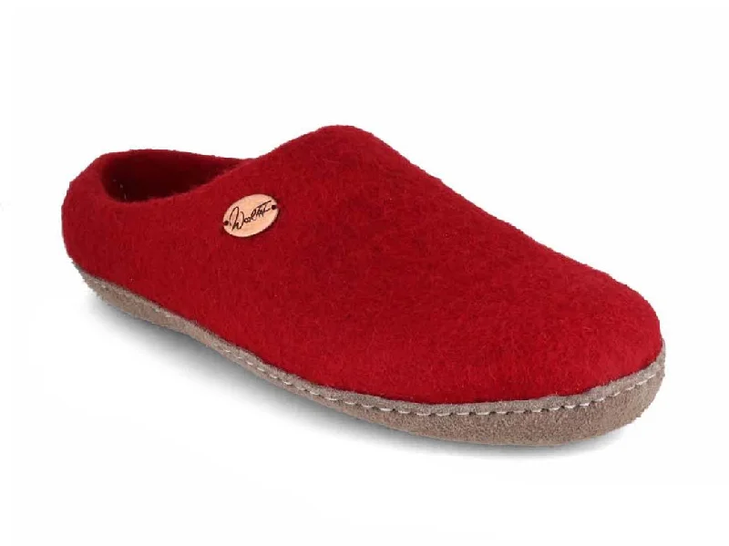 Wool	Fit® Felt Slippers | Footprint, dark red