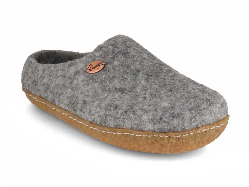 WoolFit® 'Footprint' handmade Slippers with Rubber Sole, stone grey