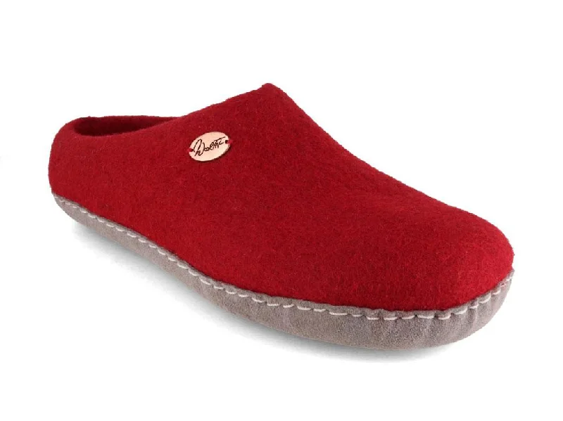 WoolFit® handfelted Slippers with Arch Support Insoles | Vario, dark red