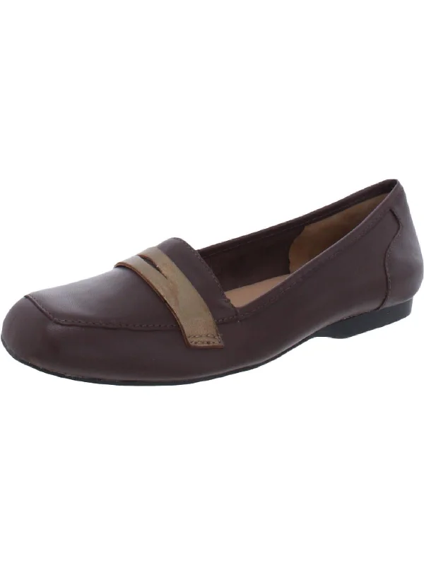 Marlowe Womens Leather Square Toe Penny Loafers