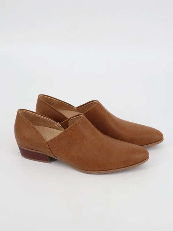 Women's Plain Leather Slip On Shoes,Brown