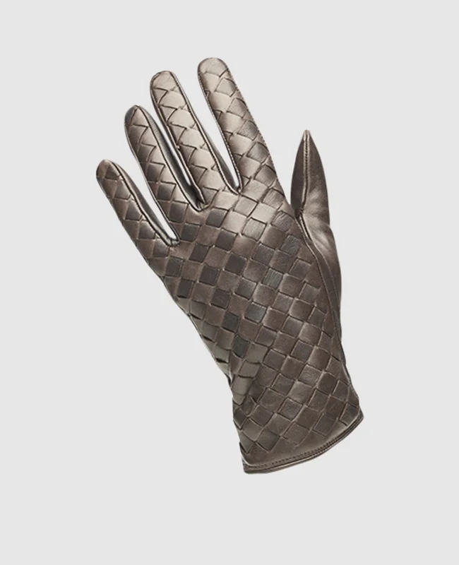 Men's Gloves with Quilting - Dark Brown