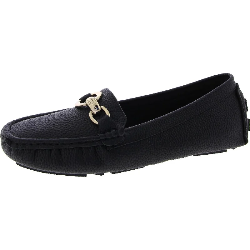 Anne Klein Womens Snaffle Faux Leather Slip On Loafers