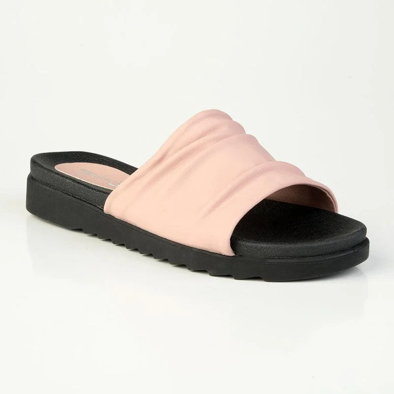 Cabo ladies Flat Push In Sandal - Pink