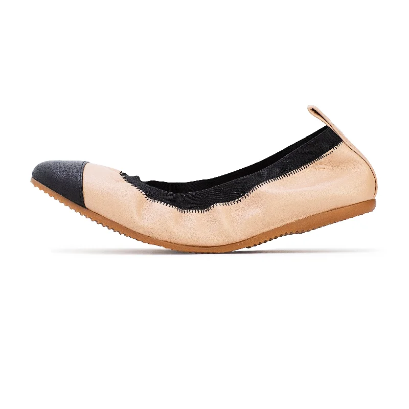 Cia - Black and Tan Ballet Flat