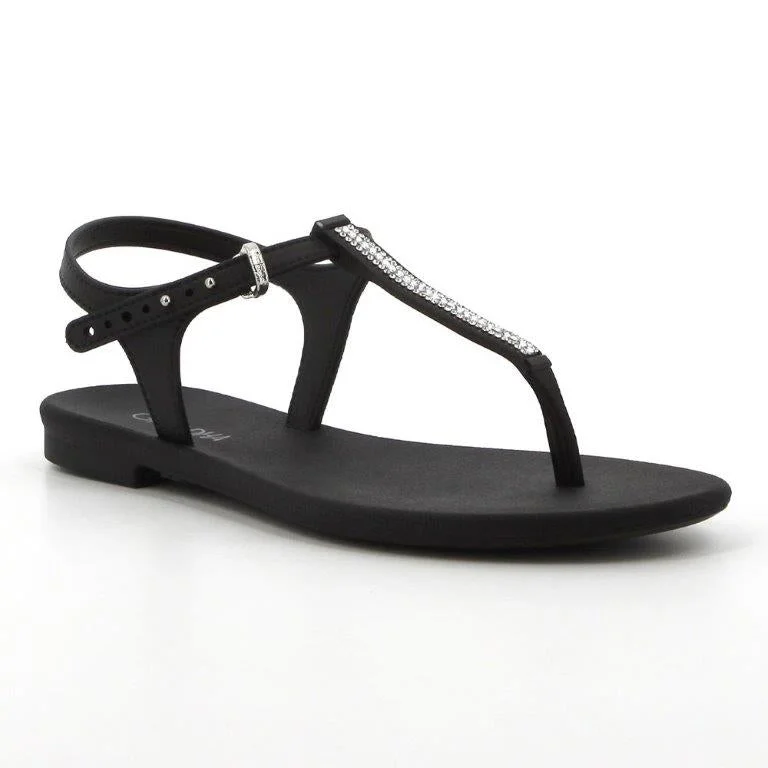 Grendha Slingback Sandals with Trim - Black