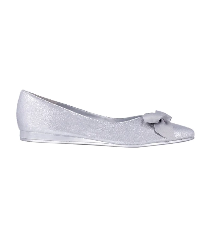 Lily Bow Flats Silver Crackle