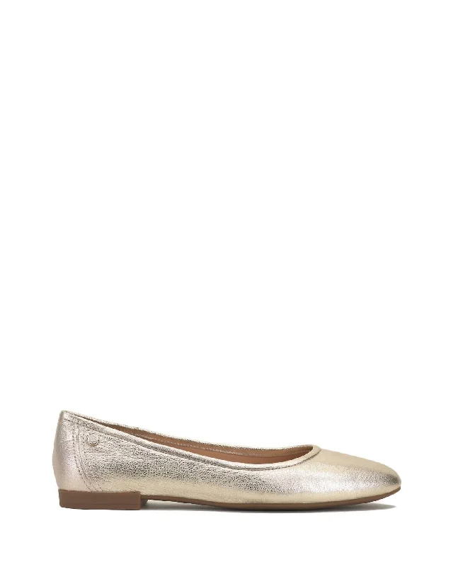 Minndy Ballet Flat In Light Gold Metallic