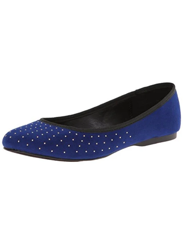 Morton Womens Faux Suede Studded Flats