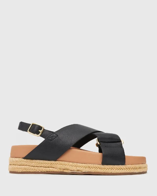 RACHEL Leather Cross Band Sandals