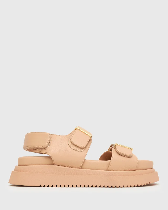 TREASURE Leather Flatform Sandals