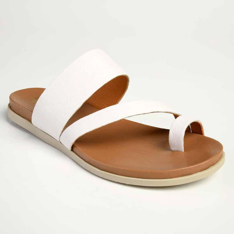 Tsonga Ningizimu Toe Loop Leather Sandals - White Cayak