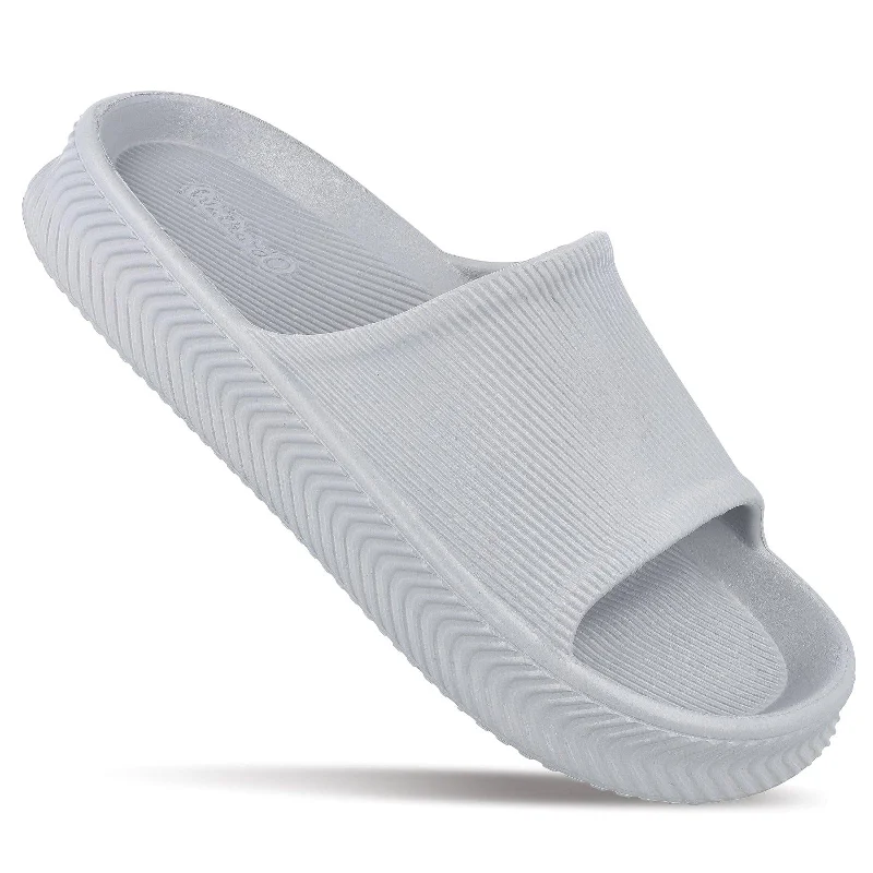 Walkaroo Mens Flip Flop Sliders  - WC8737 Light Grey