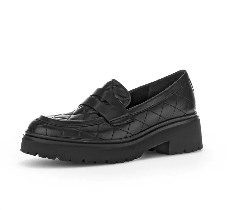 Women's 35.231.27 Penny Loafer In Black Quilted Leather