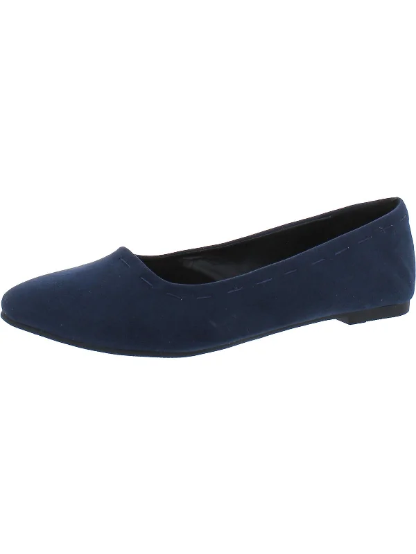 Womens Faux Suede Slip-On Ballet Flats